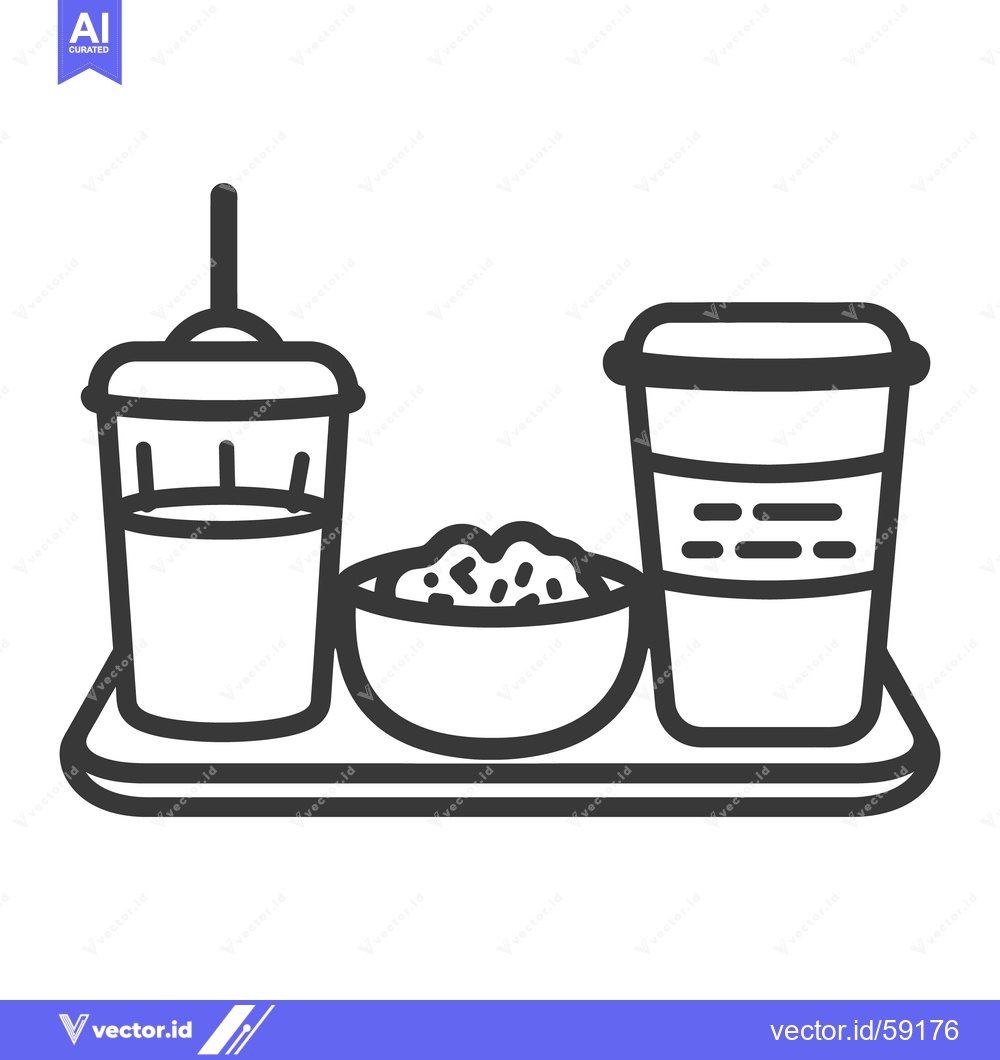 Premium Vector dari A black and white illustration of a fast food tray