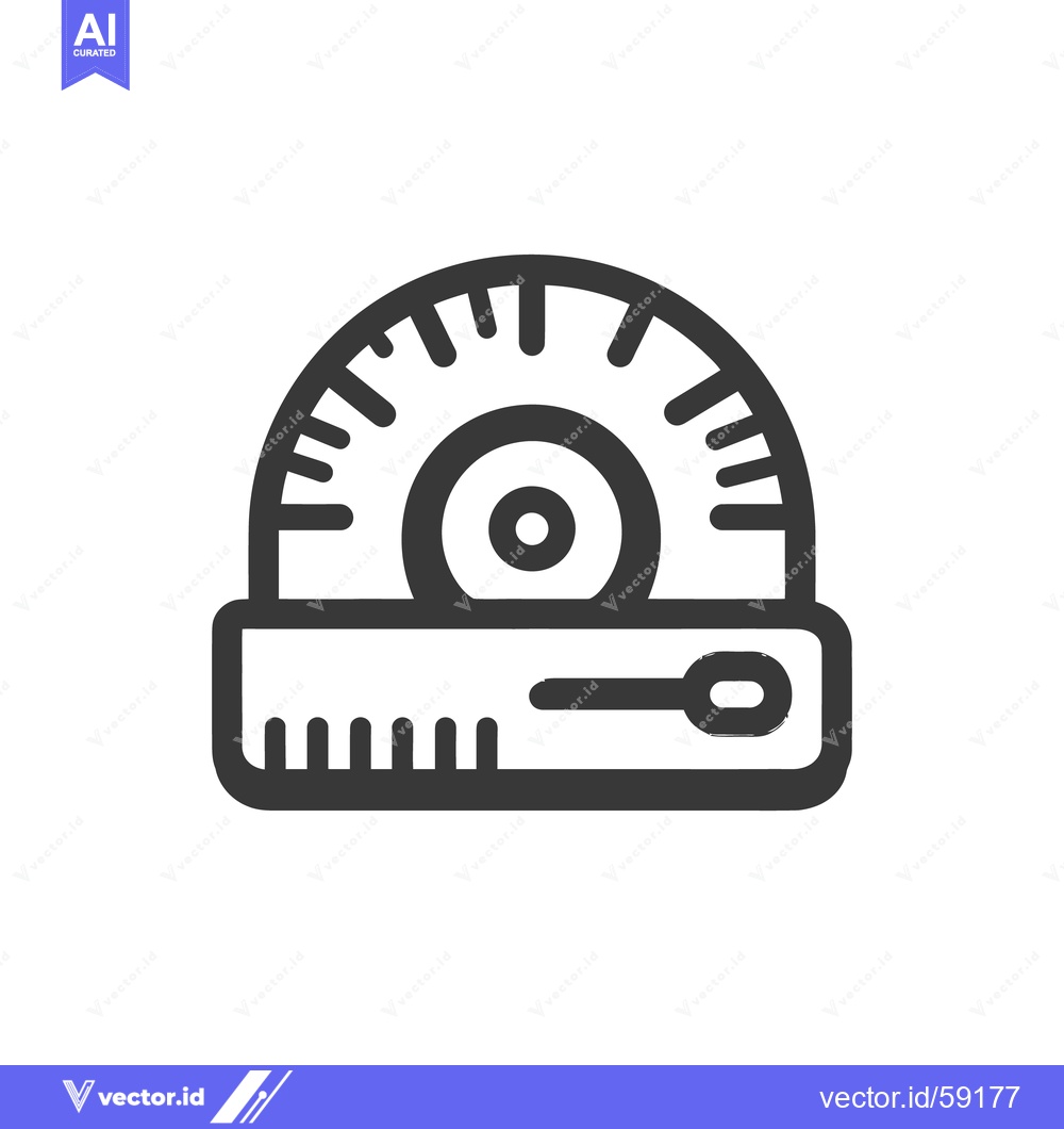 Premium Vector of Protractor and Ruler Icon: Precise Measurement Tool in Bold Outline St