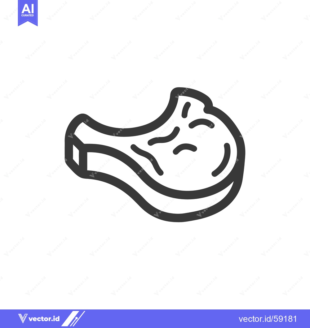 Premium Vector dari A black outlined illustration depicts a single piece of cooked meat