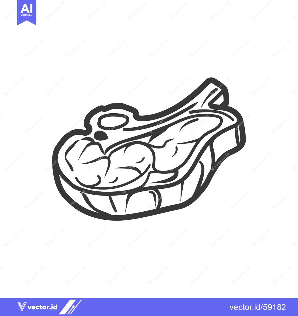 Premium Vector dari A black and white illustration depicting a raw meat steak