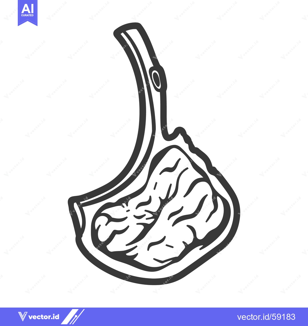 Premium Vector dari A black and white illustration showing a single lamb chop