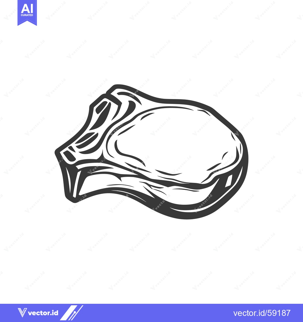 Premium Vector dari Simple black and white illustration depicting a cut of raw meat