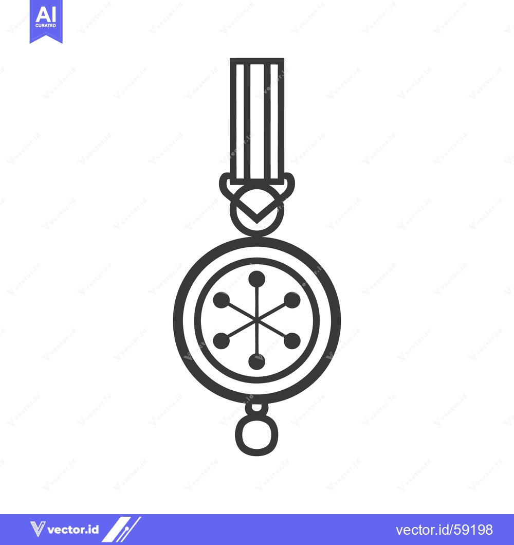 Premium Vector dari A simple line illustration featuring a decorative medallion and ribbon