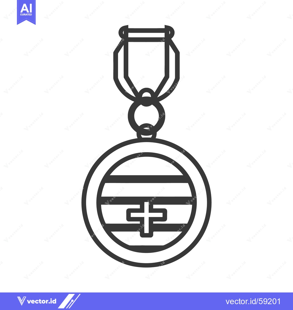 Premium Vector dari A circular award medal with ribbon and a stylized cross symbol