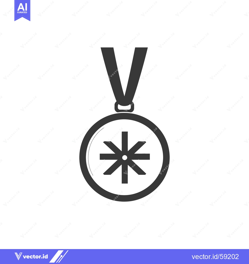 Premium Vector of A simple monochrome medal featuring an eight pointed star design