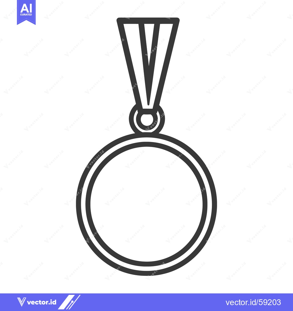 Premium Vector of A simple line art illustration depicting a round award medal