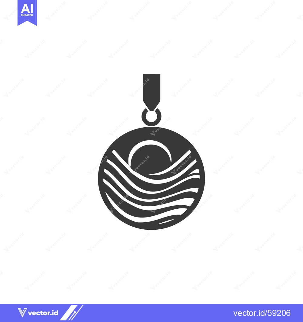 Premium Vector dari Medal with a Sun Setting over Waves Icon