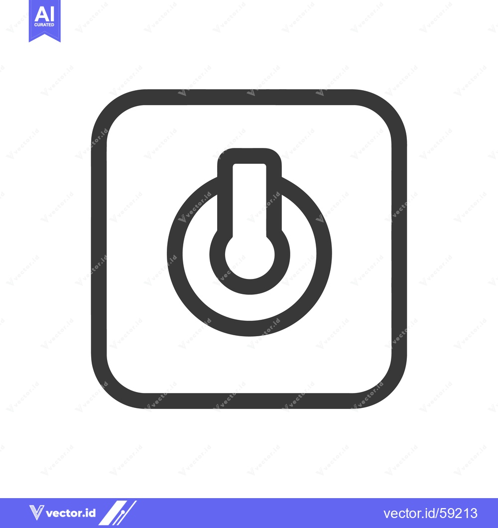 Premium Vector dari Bold Power Button Icon in Rounded Square, Minimalist Design on White