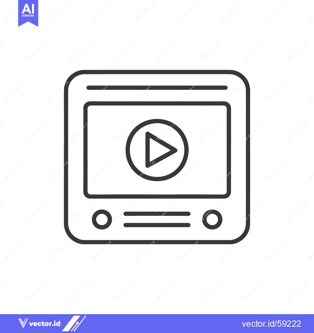 Premium Vector dari Simple black line art graphic of a media player screen