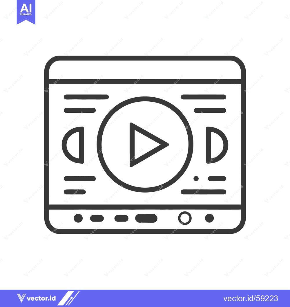 Premium Vector dari A tablet displaying a media player interface with play button