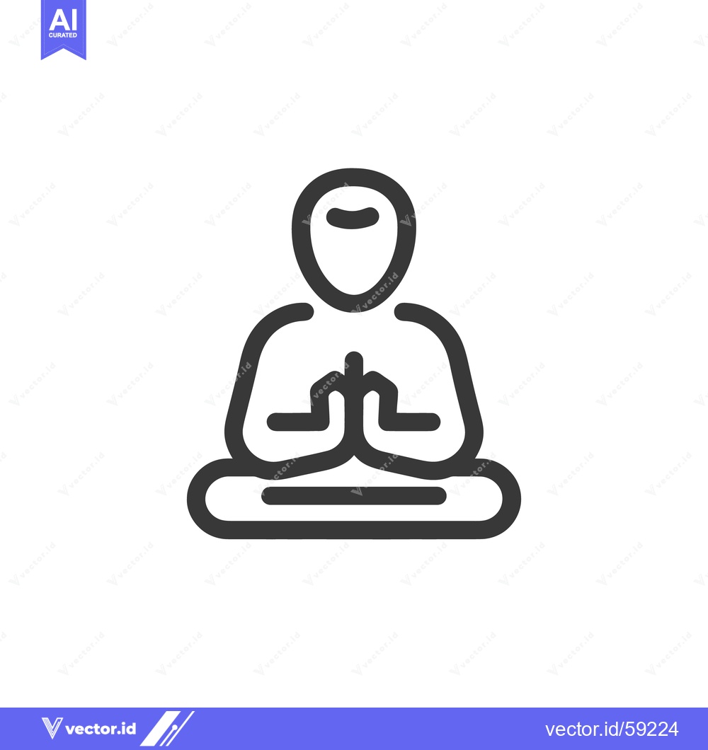 Premium Vector dari Minimalist Icon of Meditating Figure with Hands in Prayer Position