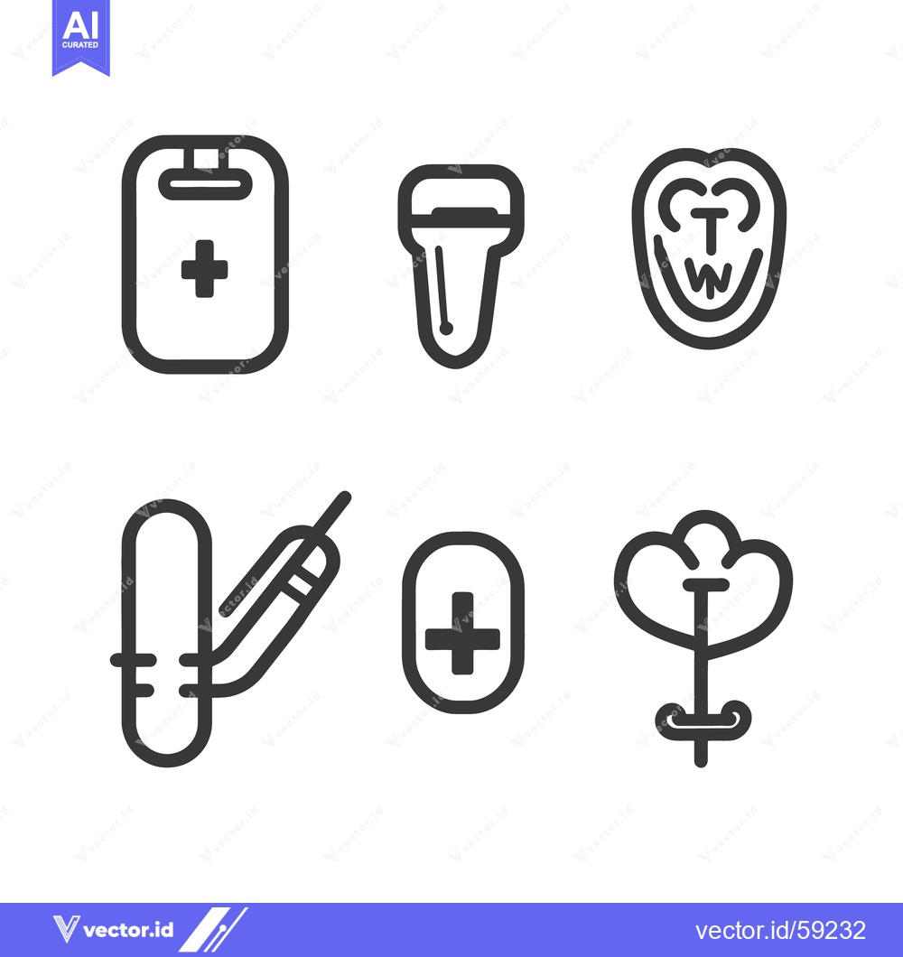 Premium Vector dari Simple line art depicting various medical and health related symbols