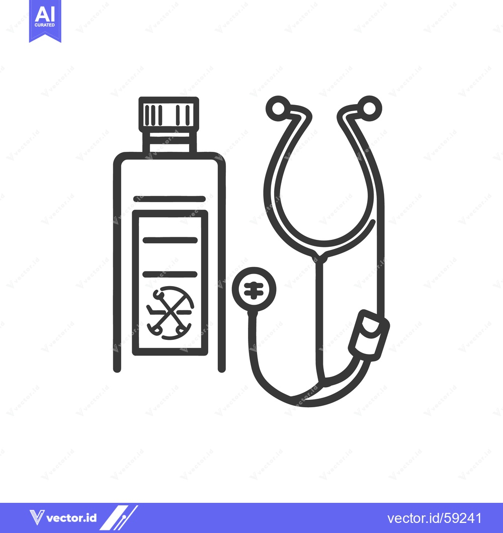 Premium Vector dari A medical icon shows a bottle and stethoscope illustration