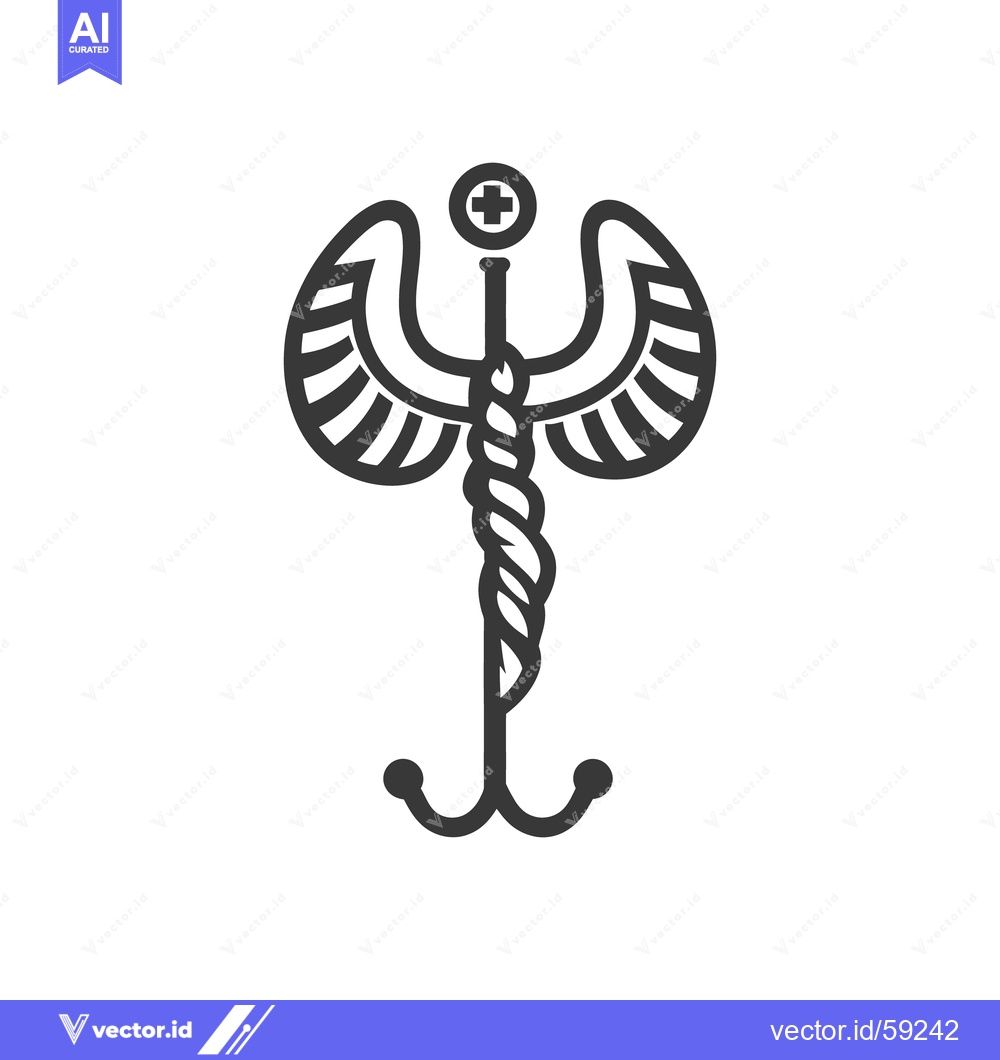 Premium Vector dari A stylized medical symbol featuring wings and a staff