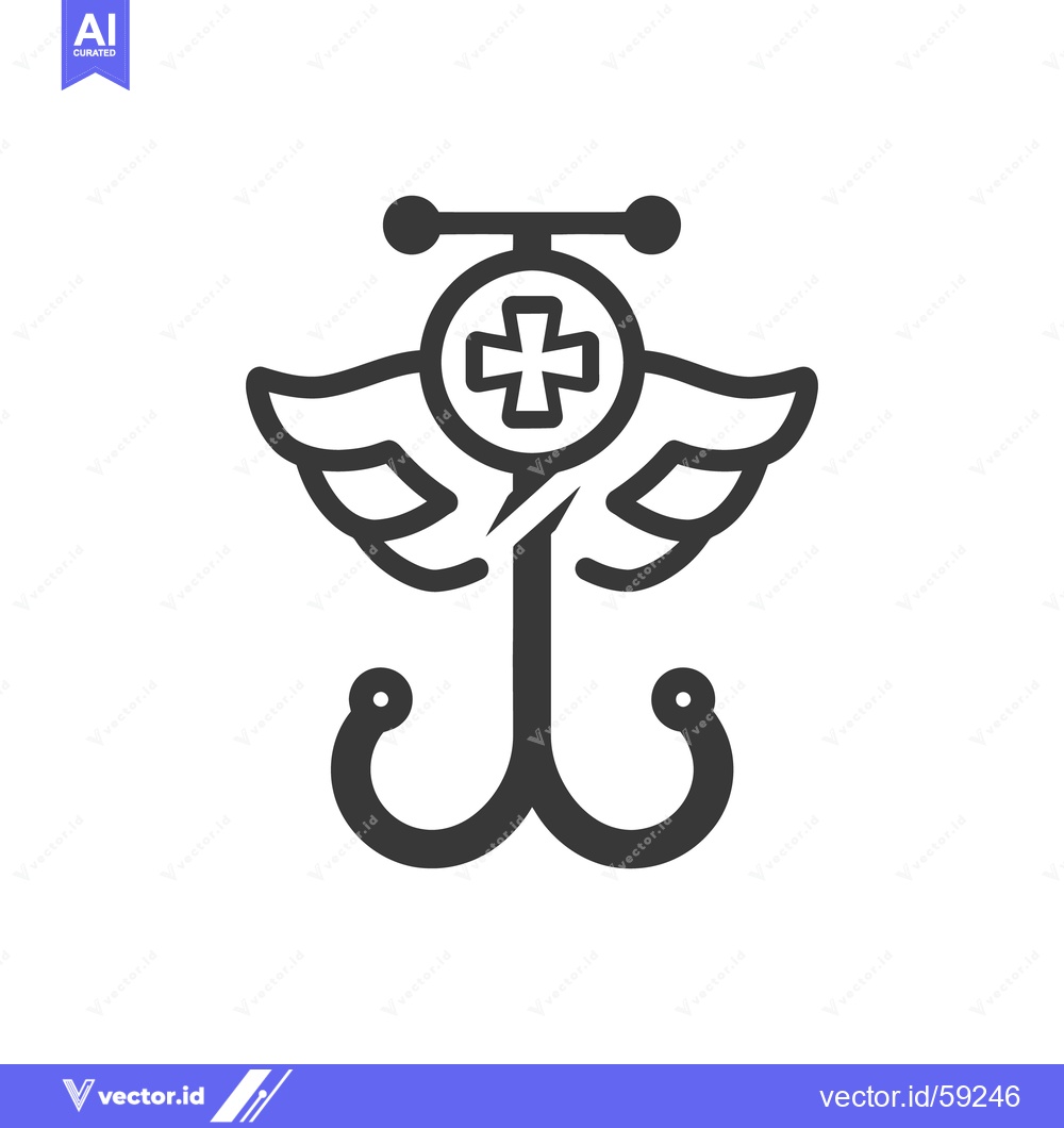 Premium Vector dari Graphic representation of a medical symbol featuring wings and a cross