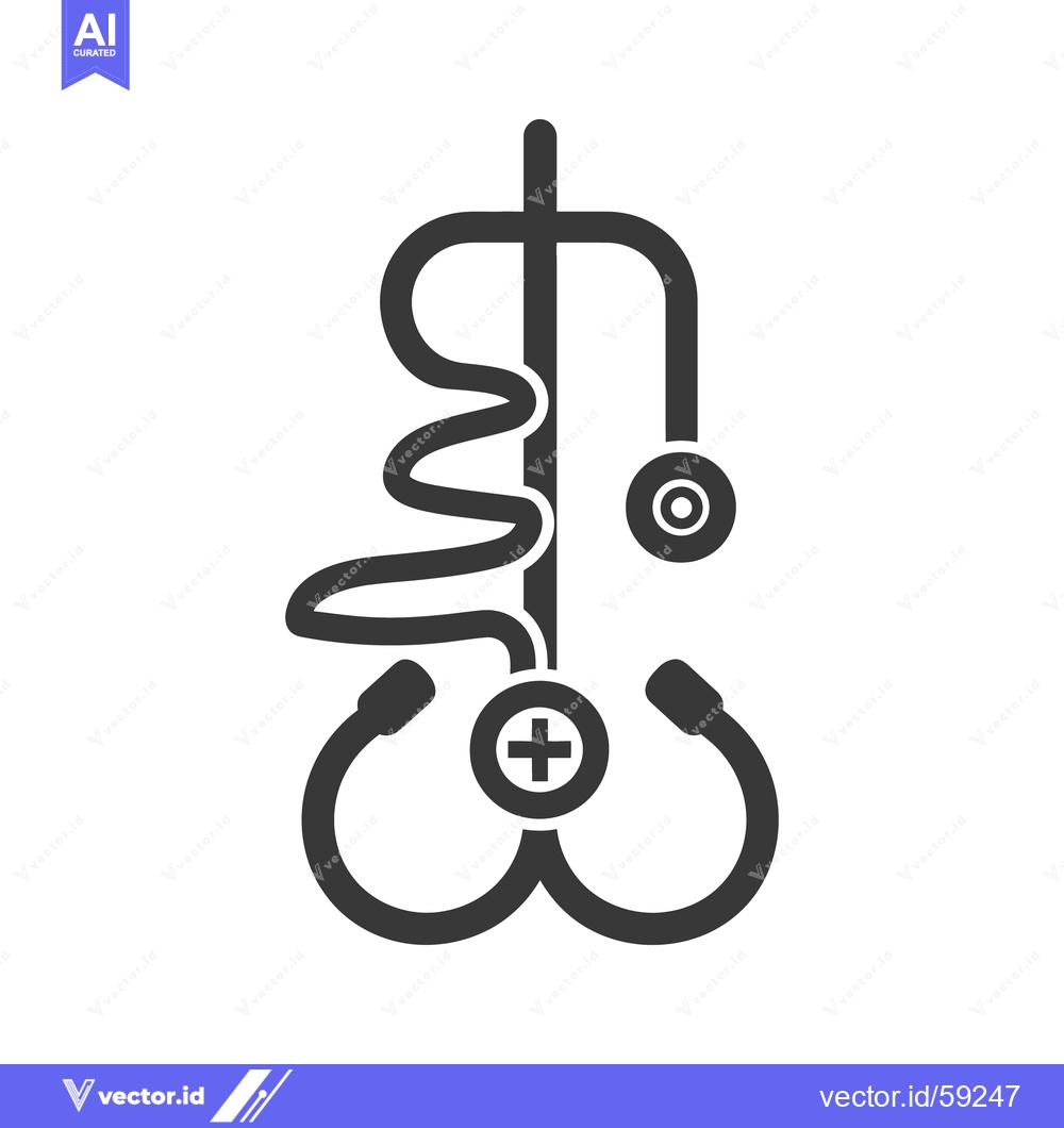 Premium Vector dari Simple medical symbol featuring a stethoscope and an ecg line