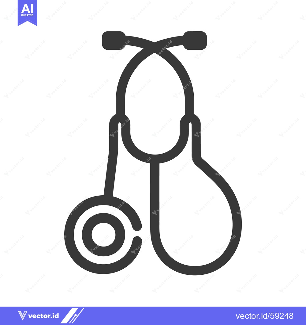 Premium Vector dari A simple line drawing representation of a medical stethoscope