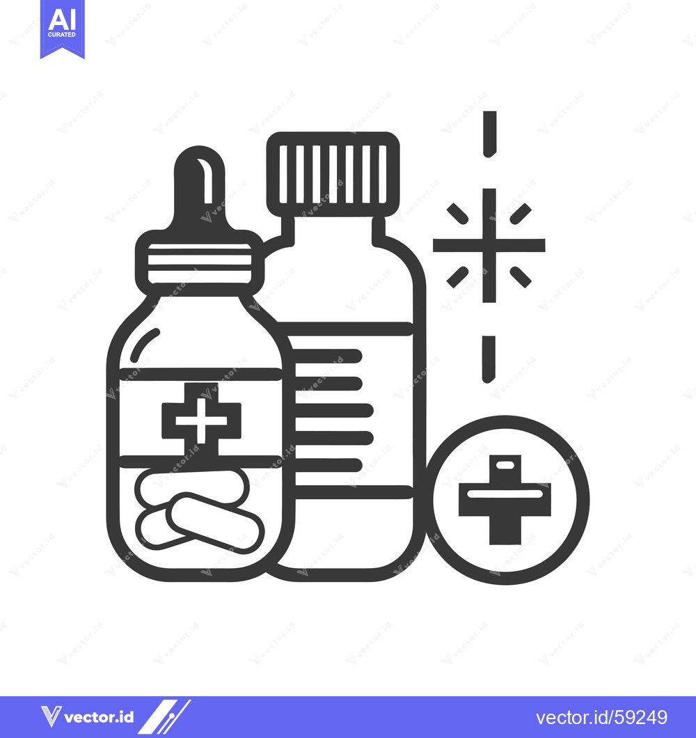 Premium Vector of Medical Bottles and Pills Icon with Crosses