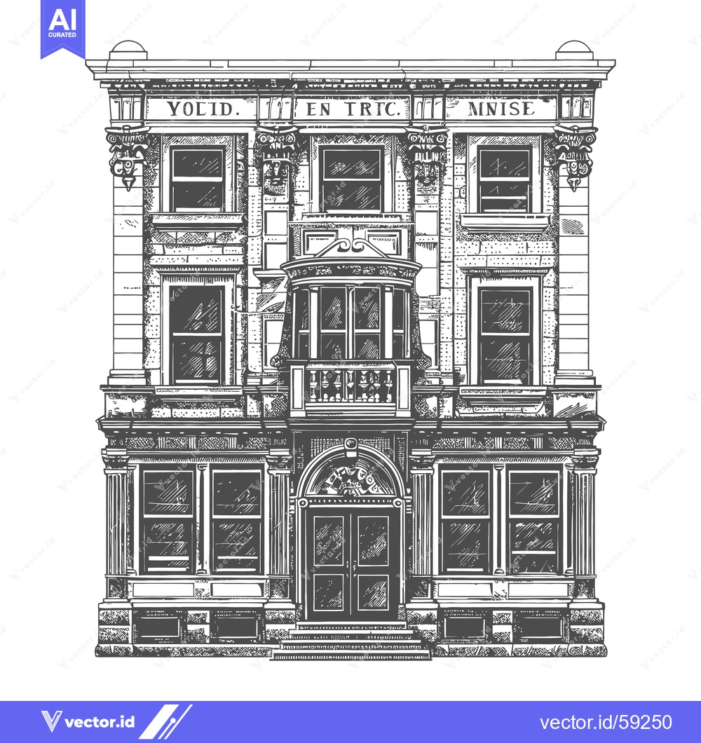 Premium Vector dari Detailed architectural drawing of a symmetrical multi story building f
