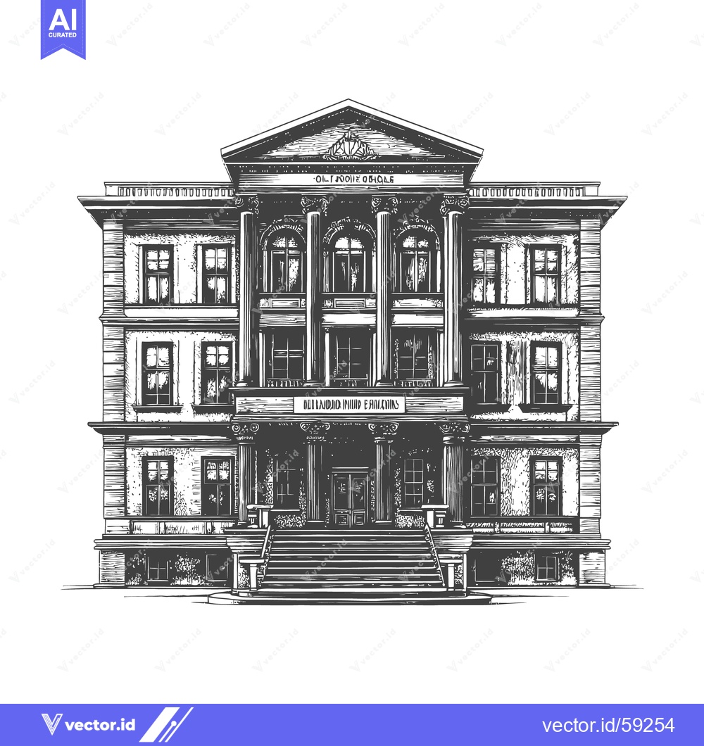 Premium Vector dari Illustration depicts a detailed and classical building facade on white