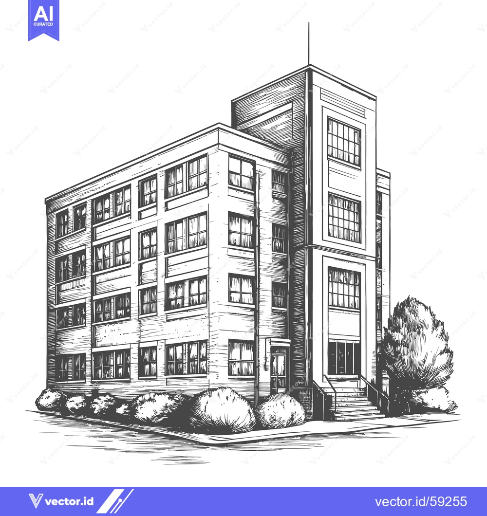 Premium Vector dari A detailed sketch of a multi story commercial building