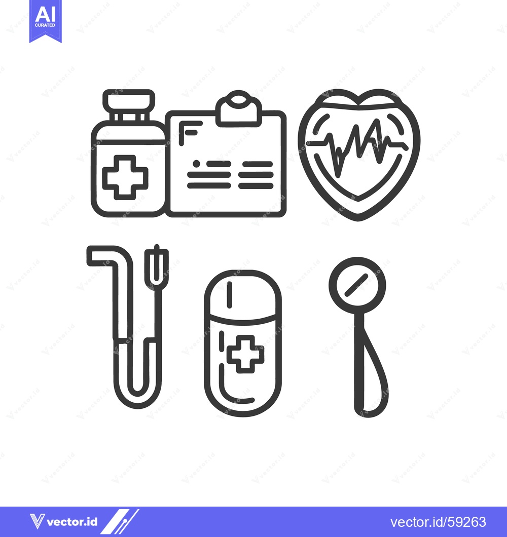 Premium Vector dari Several line art illustrations of medical symbols and equipment are di