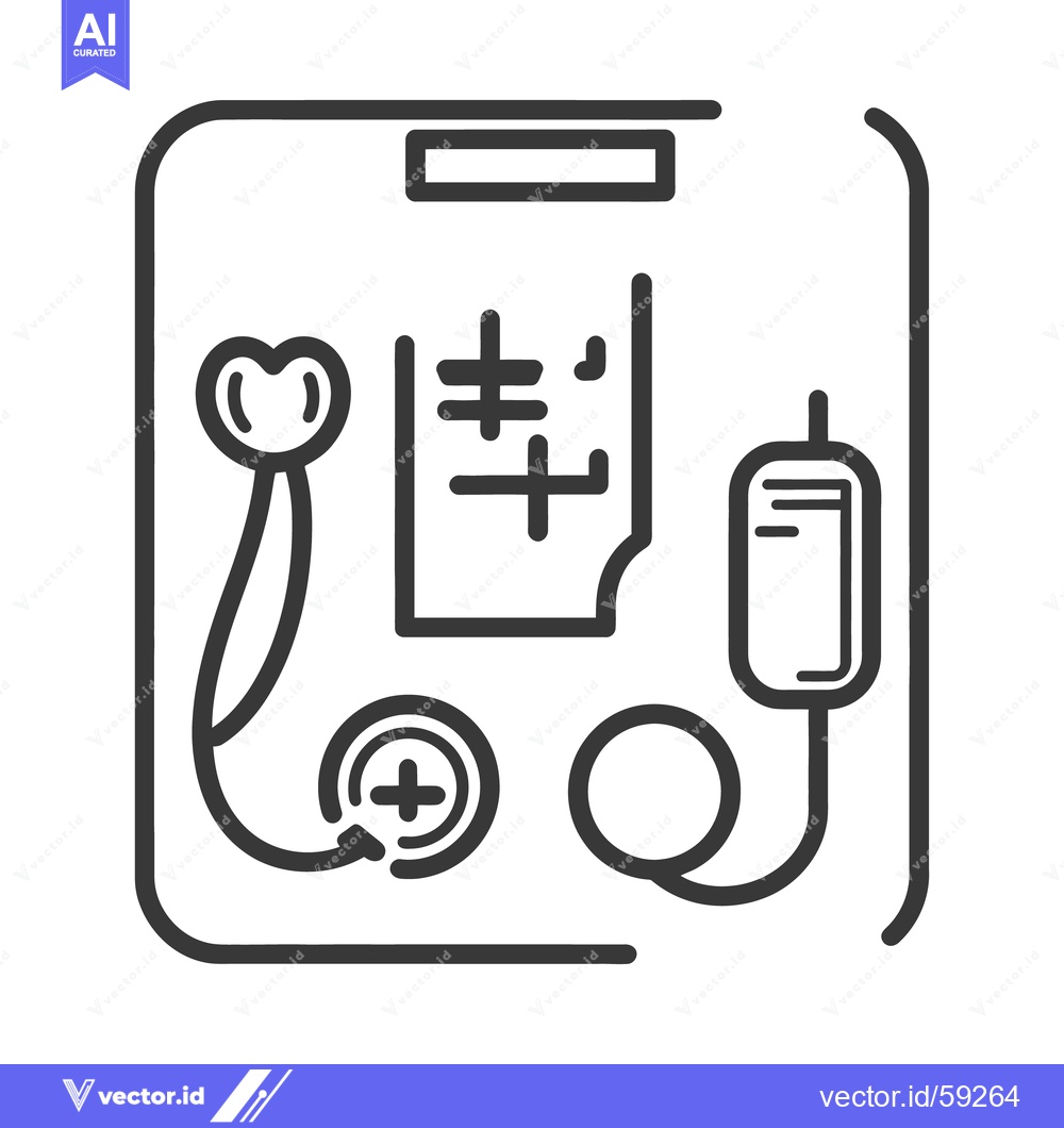 Premium Vector of Black and white illustration of medical equipment and symbols