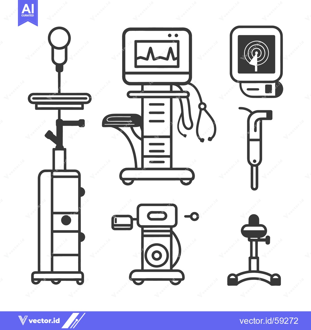 Premium Vector dari Medical Equipment Illustrations Including Ventilators and Monitoring D