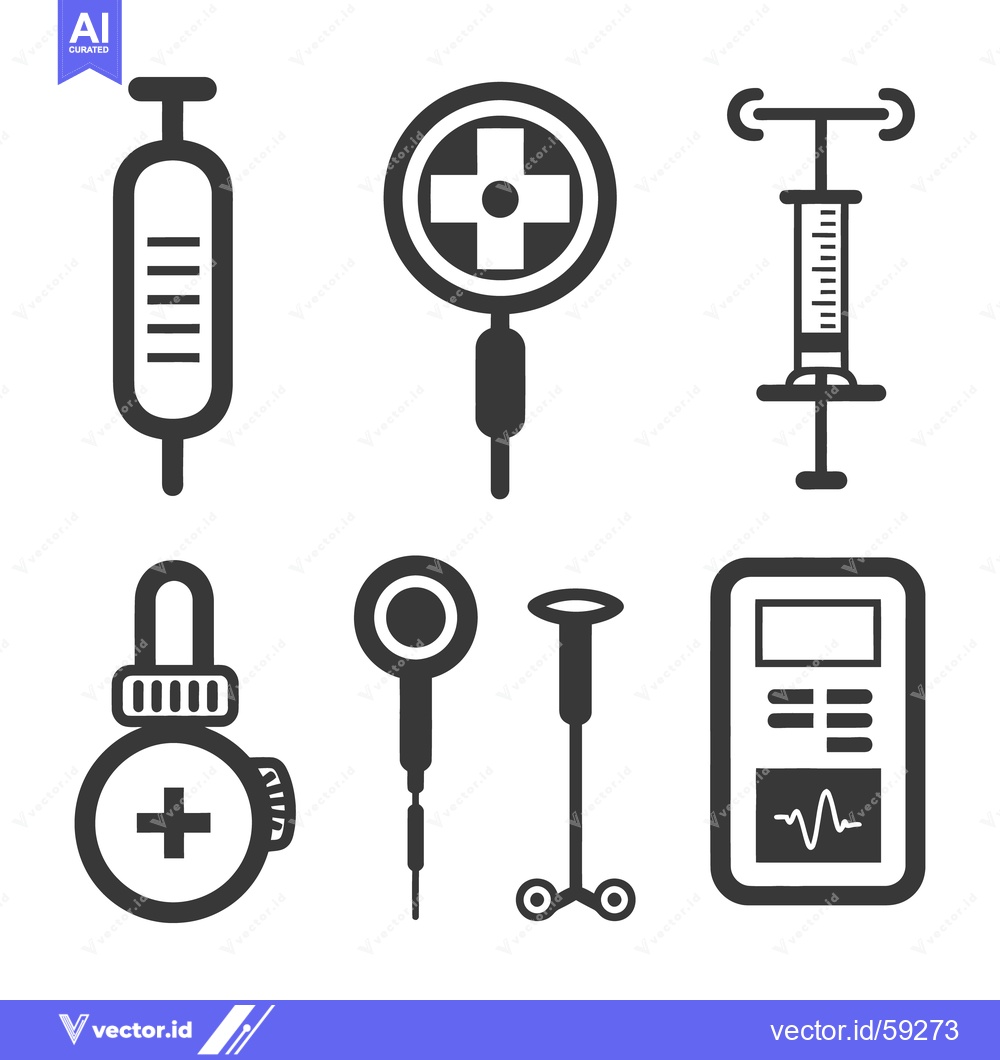 Premium Vector dari Collection of medical equipment and devices illustrated with simple ve