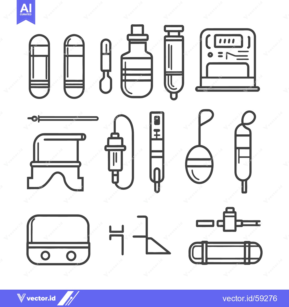 Premium Vector dari Outline illustrations depicting various medical equipment and instrume