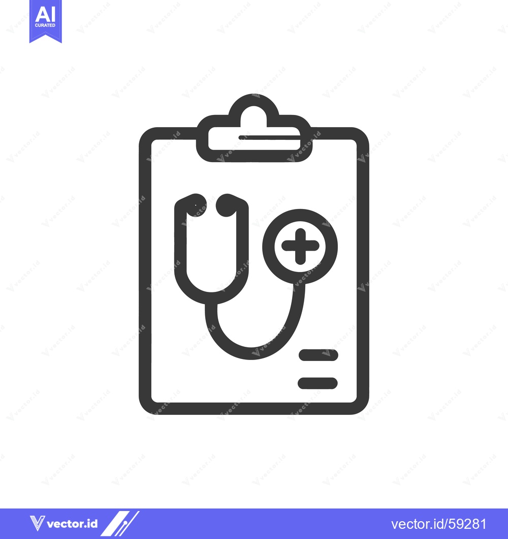 Premium Vector dari Medical Clipboard Icon: Stethoscope and Plus Sign Symbol