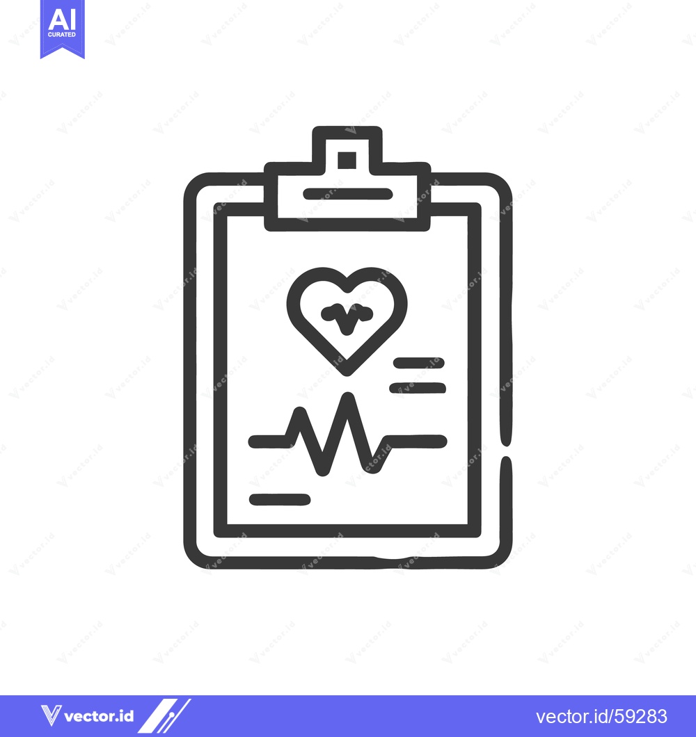 Premium Vector dari Medical Clipboard Icon with Heartbeat and Heart Symbol in Dark Gray