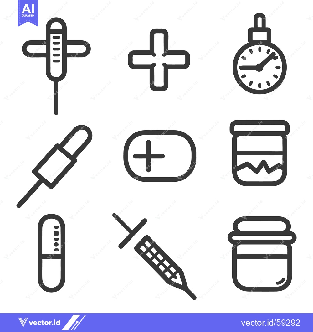 Premium Vector dari Several line art medical and healthcare related symbols are present