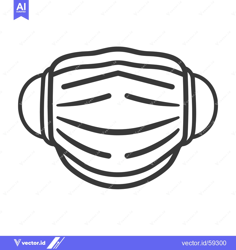 Premium Vector dari A simple black and white line drawing of a face mask