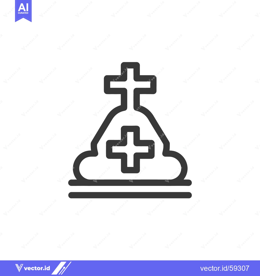 Premium Vector dari Minimalist Icon of Christian Symbolism: Cross on Mound with Base