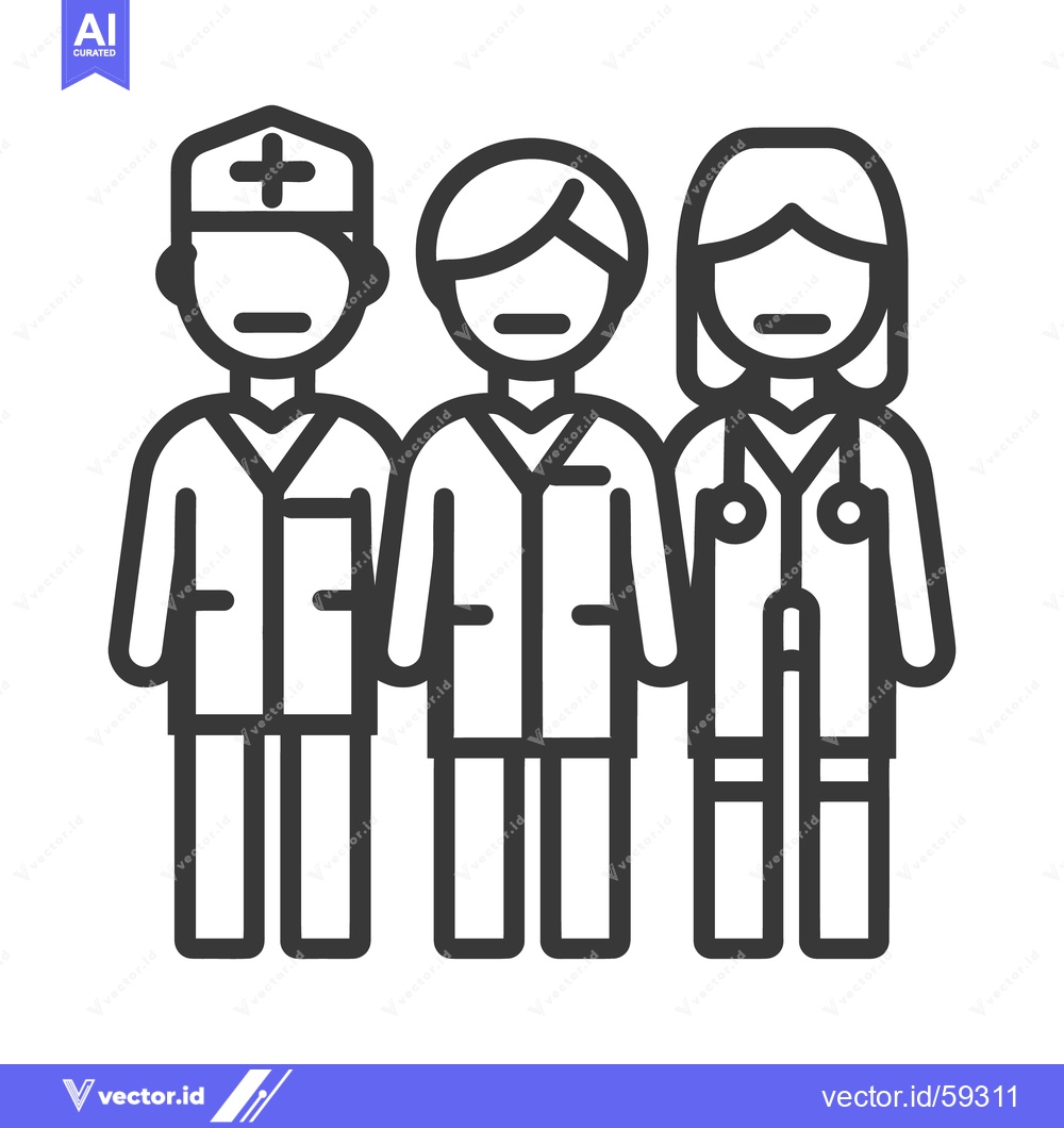Premium Vector dari Three medical professionals are standing together in a line