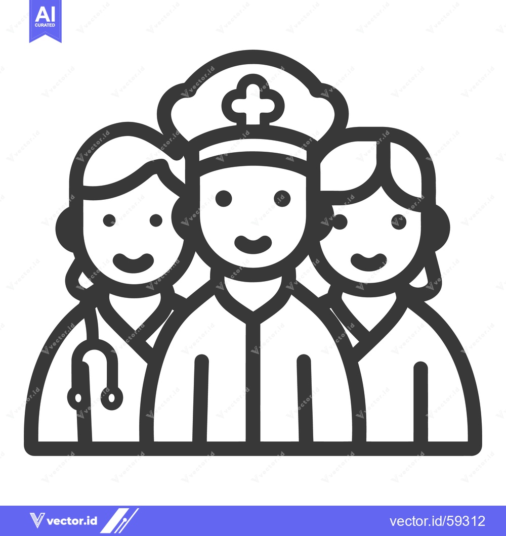 Premium Vector of Three smiling medical professionals stand together in a group