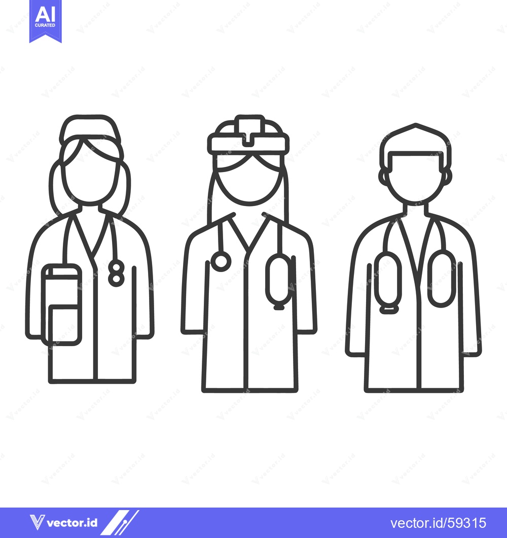 Premium Vector of Three healthcare professionals wearing lab coats and stethoscopes are