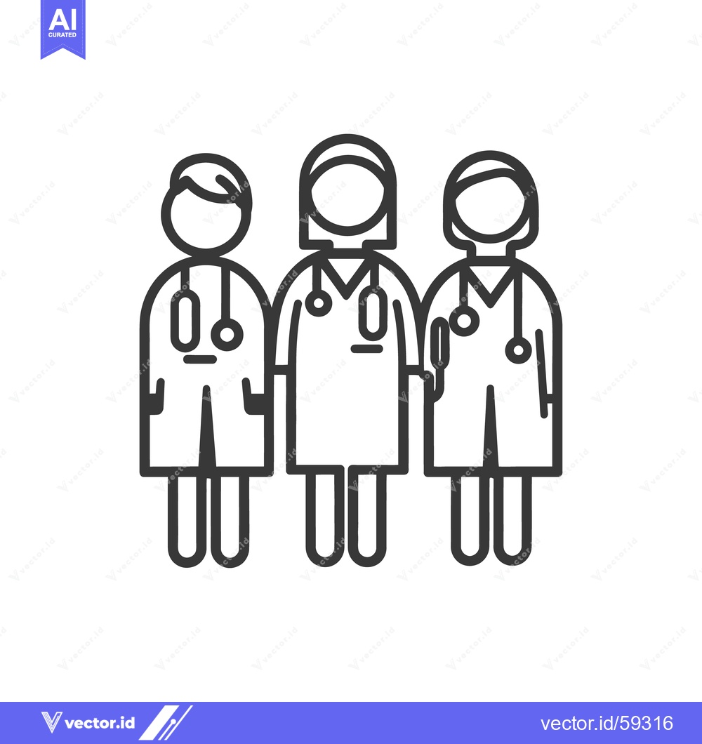 Premium Vector dari Three medical professionals standing together in a line formation