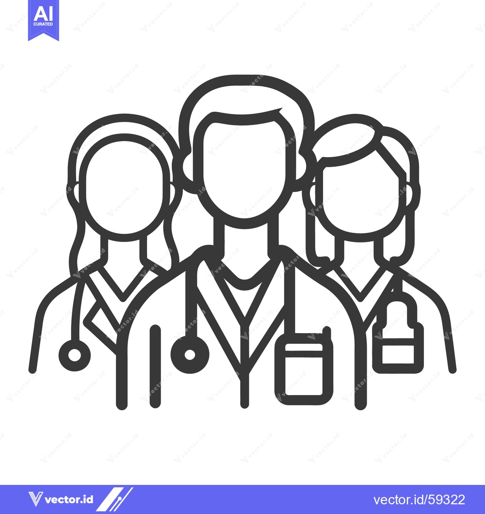Premium Vector dari Three medical professionals in a team are standing close together