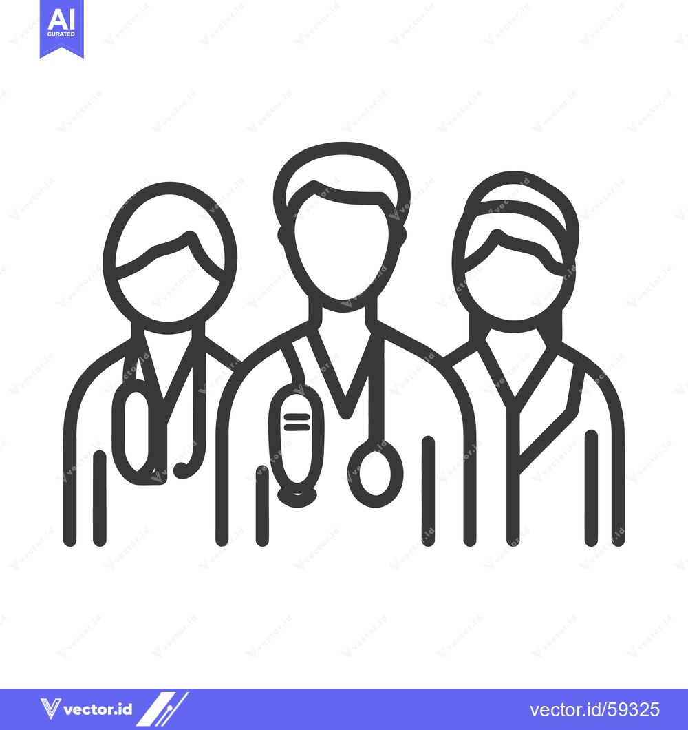 Premium Vector dari Three medical professionals wearing white coats and stethoscopes are t