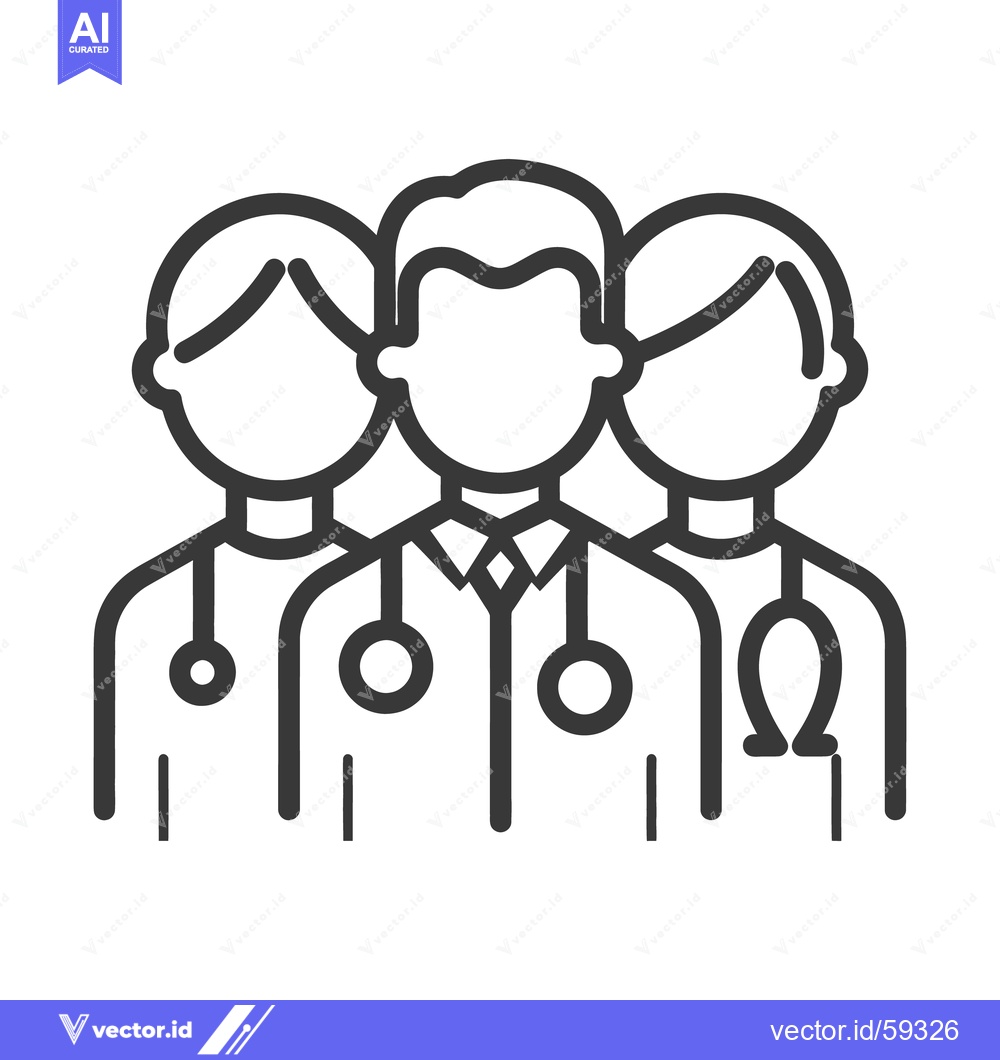 Premium Vector of A line drawing showing a group of medical professionals together
