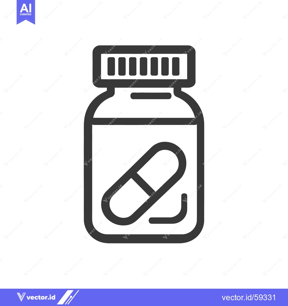 Premium Vector of Pill Bottle Icon: Simple Outline of Medication Container with Capsule