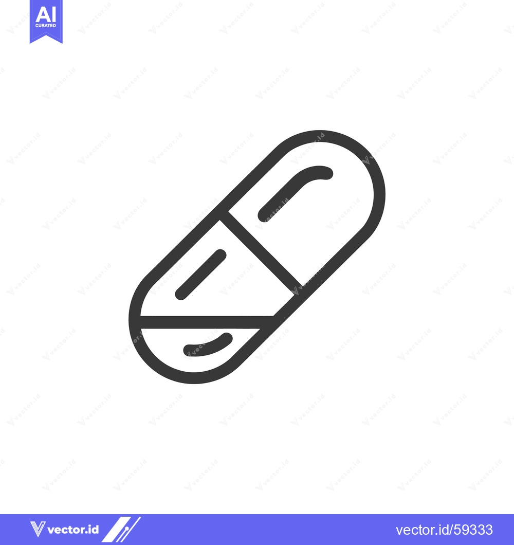 Premium Vector dari Minimalist Capsule Pill Icon: Modern Line Art on White Background