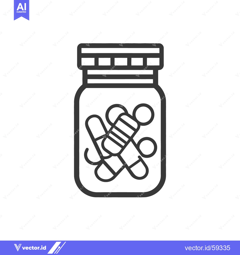 Premium Vector dari A sealed glass jar containing several medical pills inside