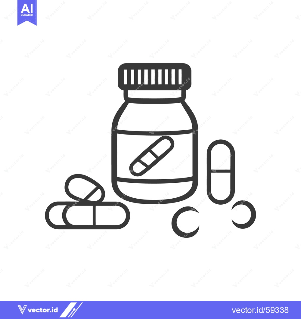 Premium Vector dari A medication bottle with pills and supplements representing healthcare