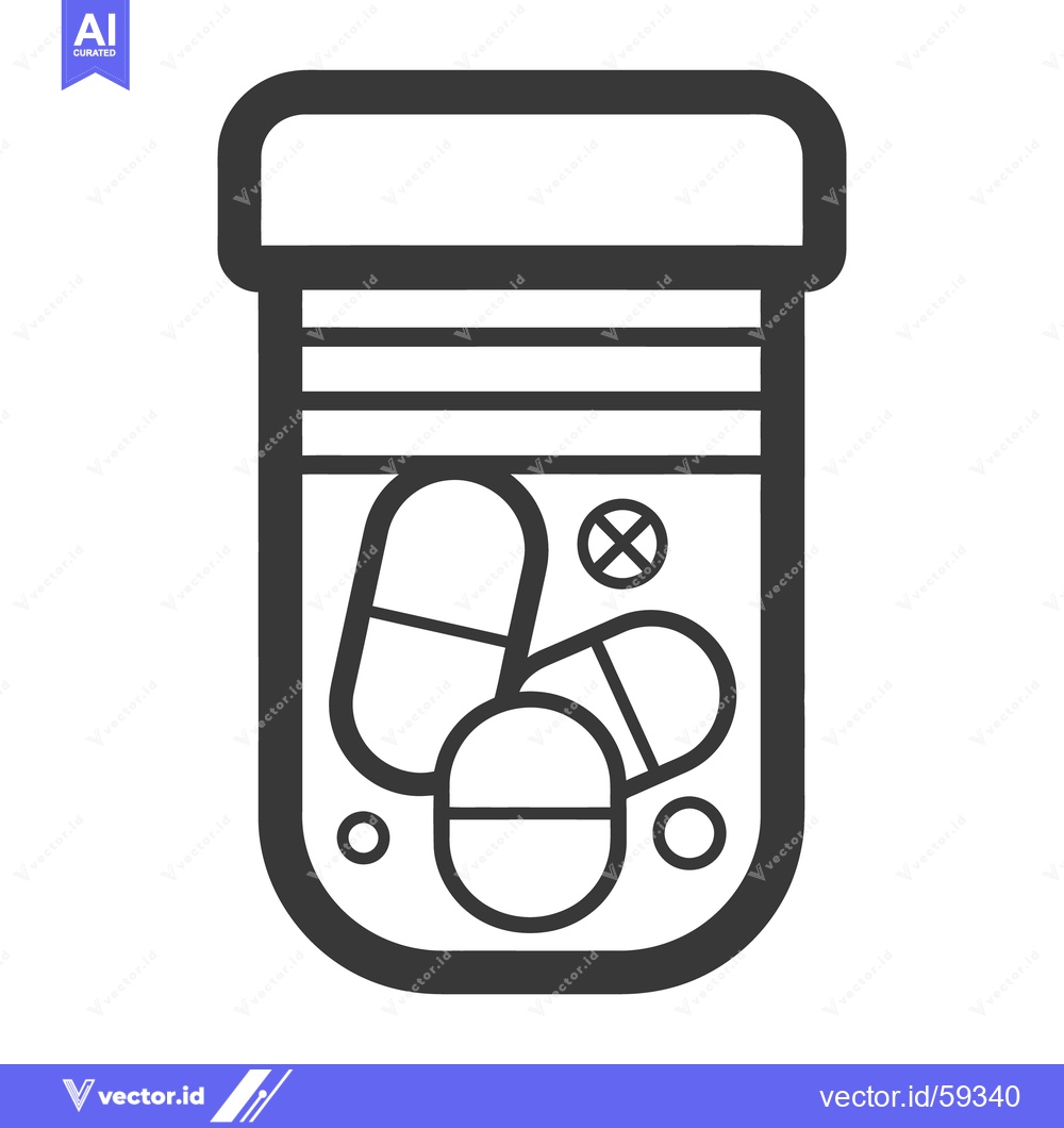 Premium Vector dari Illustration depicting a container holding various pharmaceutical pill