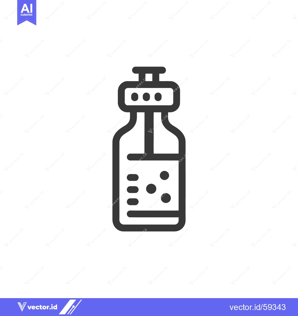 Premium Vector of Minimalist Bottle Icon: Liquid Container with Bubbles, Clean Design