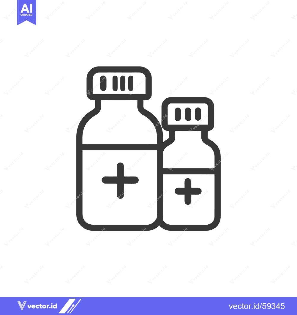 Premium Vector dari Minimalist Medicine Bottles Icon: Black Outline on White Background