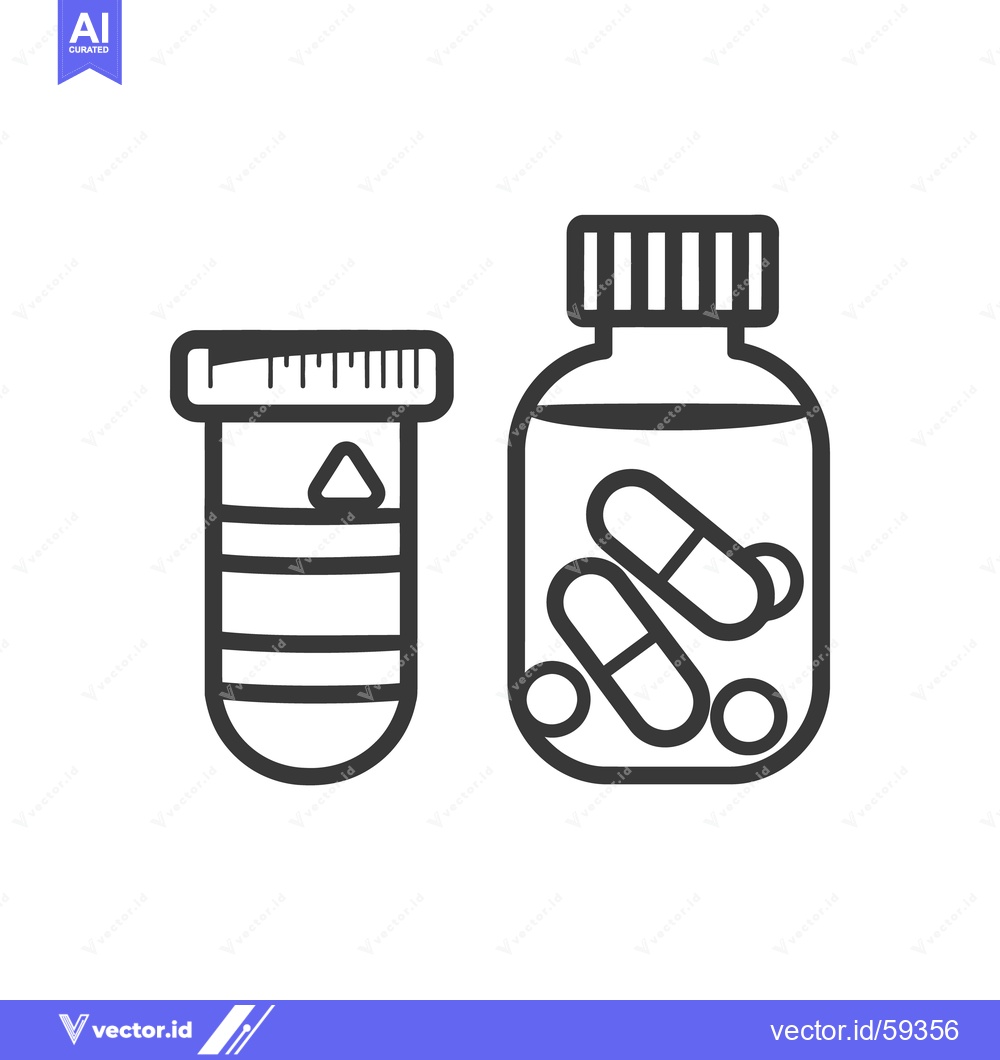 Premium Vector dari A black and white illustration of medication and its containers